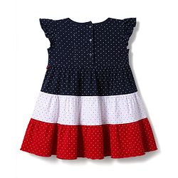 Babyhug Cotton Knit Frocks with Bloomer/Short Frill Sleeves Polka Dot Multi Color 0-3 Months
