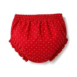 Babyhug Cotton Knit Frocks with Bloomer/Short Frill Sleeves Polka Dot Multi Color 0-3 Months