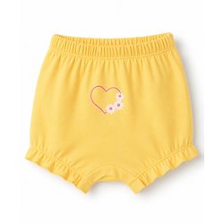 Babyhug 100% Cotton Single Jersey Knit Bloomer with Hearts & Floral Pack of 3 - Dark Pink Yellow & Navy