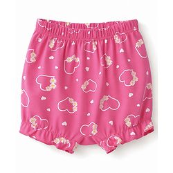 Babyhug 100% Cotton Single Jersey Knit Bloomer with Hearts & Floral Pack of 3 - Dark Pink Yellow & Navy
