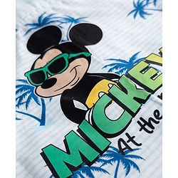 Babyhug Disney 100 % Cotton Woven Poplin Printed Shirt with Half Sleeves and Mickey Mouse Print in Blue