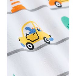 Babyhug Cotton Knit Full Sleeves Co-ords T-Shirt & Pajama Night Suit with Vehicle Print - White