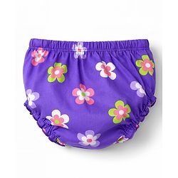 Babyhug Single Jersey Knit Sleeveless Floral Printed Frock With Bloomer & Headband - Purple