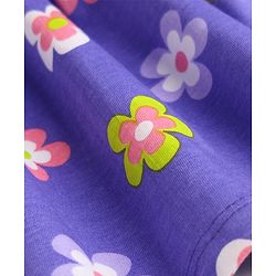 Babyhug Single Jersey Knit Sleeveless Floral Printed Frock With Bloomer & Headband - Purple