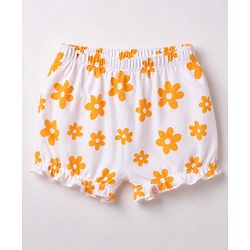 Babyhug 100% Cotton Knit Floral Printed Bloomers Pack Of 3 - Lilac Pink & White