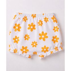 Babyhug 100% Cotton Knit Floral Printed Bloomers Pack Of 3 - Lilac Pink & White
