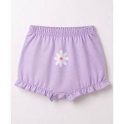 Babyhug 100% Cotton Knit Floral Printed Bloomers Pack Of 3 - Lilac Pink & White
