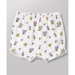 Babyhug 100% Cotton Single Jersey Knit Floral & Bunny Printed Bloomers Pack of 3 -Yellow & White
