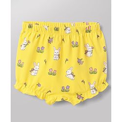 Babyhug 100% Cotton Single Jersey Knit Floral & Bunny Printed Bloomers Pack of 3 -Yellow & White
