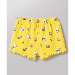 Babyhug 100% Cotton Single Jersey Knit Floral & Bunny Printed Bloomers Pack of 3 -Yellow & White