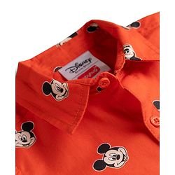 Babyhug Disney 100% Cotton Woven Half Sleeves Shirt With Mickey Mouse Graphic- Red