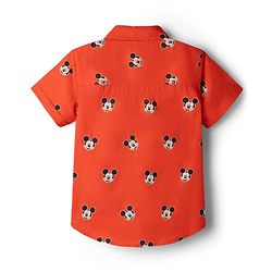 Babyhug Disney 100% Cotton Woven Half Sleeves Shirt With Mickey Mouse Graphic- Red