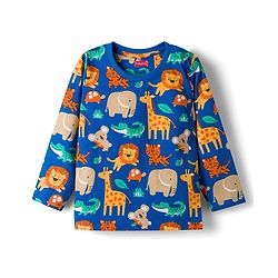 Babyhug 100% Cotton Knit Full Sleeves Animal Printed Co-Ords T-Shirt & Pyjama Night Suit - Blue