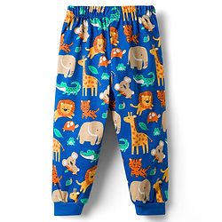 Babyhug 100% Cotton Knit Full Sleeves Animal Printed Co-Ords T-Shirt & Pyjama Night Suit - Blue