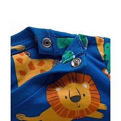 Babyhug 100% Cotton Knit Full Sleeves Animal Printed Co-Ords T-Shirt & Pyjama Night Suit - Blue
