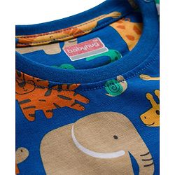 Babyhug 100% Cotton Knit Full Sleeves Animal Printed Co-Ords T-Shirt & Pyjama Night Suit - Blue