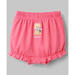 Babyhug 100% Cotton Single Jersey Knit Bear Printed Bloomers Pack of 3 - Mauve & White