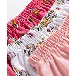 Babyhug 100% Cotton Knit Bloomers With Teddy Bear & Floral Print Pack of 3 - Multicolor