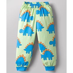 Babyhug Cotton Knit Full Sleeves Dino Printed Co-Ords T-Shirt & Pyjama Night Suit - Light Green