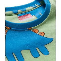 Babyhug Cotton Knit Full Sleeves Dino Printed Co-Ords T-Shirt & Pyjama Night Suit - Light Green