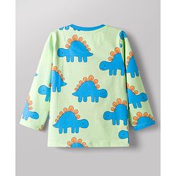 Babyhug Cotton Knit Full Sleeves Dino Printed Co-Ords T-Shirt & Pyjama Night Suit - Light Green