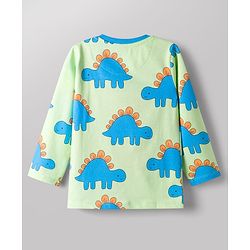 Babyhug Cotton Knit Full Sleeves Dino Printed Co-Ords T-Shirt & Pyjama Night Suit - Light Green