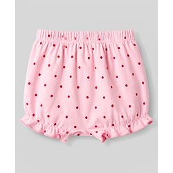 Babyhug 100% Cotton Knit Polka Dots Printed Bloomers Pack of 3 - Peach Lilac & White