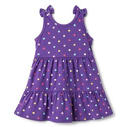 Babyhug Single Jersey Knit Sleeveless Tiered Frock & Headband With Polka Dot Print -Purple