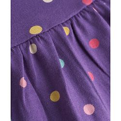 Babyhug Single Jersey Knit Sleeveless Tiered Frock & Headband With Polka Dot Print -Purple