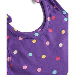 Babyhug Single Jersey Knit Sleeveless Tiered Frock & Headband With Polka Dot Print -Purple