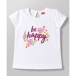 Babyhug Cotton Knit T-Shirts Half Sleeves with Graphics White 6-9 Months