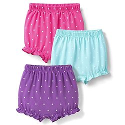 Babyhug 100% Cotton Single Jersey Knit Polka Dot Printed Bloomers Pack of 3 - Dark Pink & Light Blue