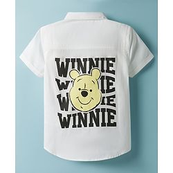 Babyhug Disney Poplin Woven Half Sleeves Shirt With Winnie The Pooh Graphics - White