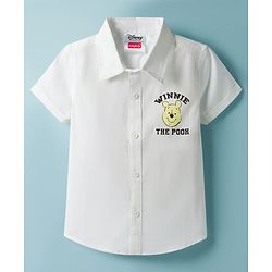 Babyhug Disney Poplin Woven Half Sleeves Shirt With Winnie The Pooh Graphics - White