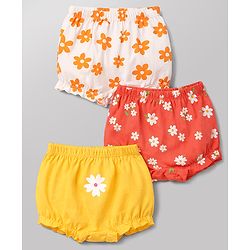 Babyhug 100% Cotton Single Jersey Knit Bloomers With Floral Print Pack of 3 - Multicolor