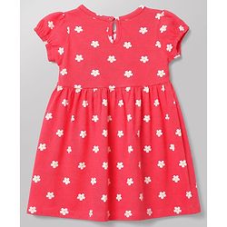 Babyhug Single Jersey Knit Half Sleeves Frocks With Floral Print Pack of 2 - White & Pink