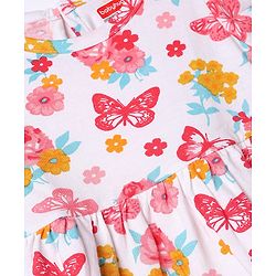 Babyhug Single Jersey Knit Half Sleeves Frocks With Floral Print Pack of 2 - White & Pink