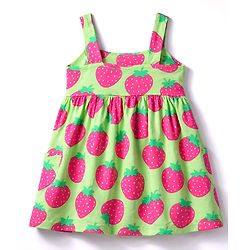 Babyhug Single Jersey Knit Sleeveless Strawberry Printed Frock - Green