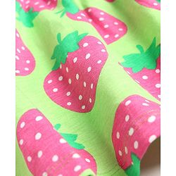 Babyhug Single Jersey Knit Sleeveless Strawberry Printed Frock - Green