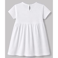 Babyhug Single Jersey Knit Half Sleeves Floral Printed Frock - White