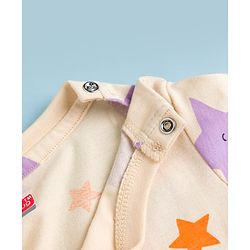 Babyhug Cotton Knit Half Sleeves T-Shirt & Shorts Co-ord Night Suit With Star Print - Lavender