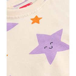 Babyhug Cotton Knit Half Sleeves T-Shirt & Shorts Co-ord Night Suit With Star Print - Lavender
