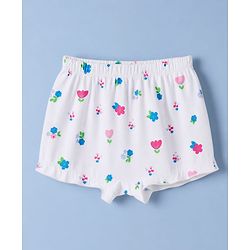 Babyhug 100% Cotton Knit Bloomer With Floral & Bow Print Pack of 3 - White & Pink