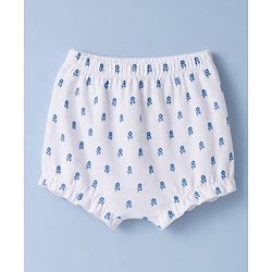Babyhug 100% Cotton Knit Bloomer With Floral & Bow Print Pack of 3 - White & Pink
