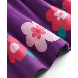 Babyhug Cotton Knit Frill Sleeves Floral Printed Frock With Bloomer - Purple
