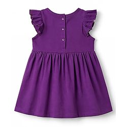 Babyhug Cotton Knit Frill Sleeves Floral Printed Frock With Bloomer - Purple