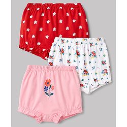 Babyhug 100% Cotton Single Jersey Knit Bloomers With Floral Print Pack of 3 - Multicolor