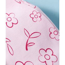Babyhug 100% Cotton Interlock Knit Mittens & Booties With Floral Print - Pink