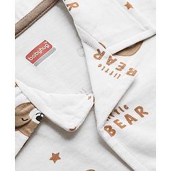 Babyhug Cotton Knit Full Sleeves Co-Ord Shirt & Pyjama Night-Suit With Bear Print - White