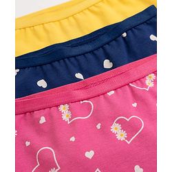 Babyhug 100% Cotton Single Jersey Knit Bloomers With Heart Print Pack of 3 - Multicolor